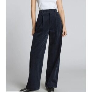 Everlane Corduroy  Way-high Drape Pants Navy 2 NWT